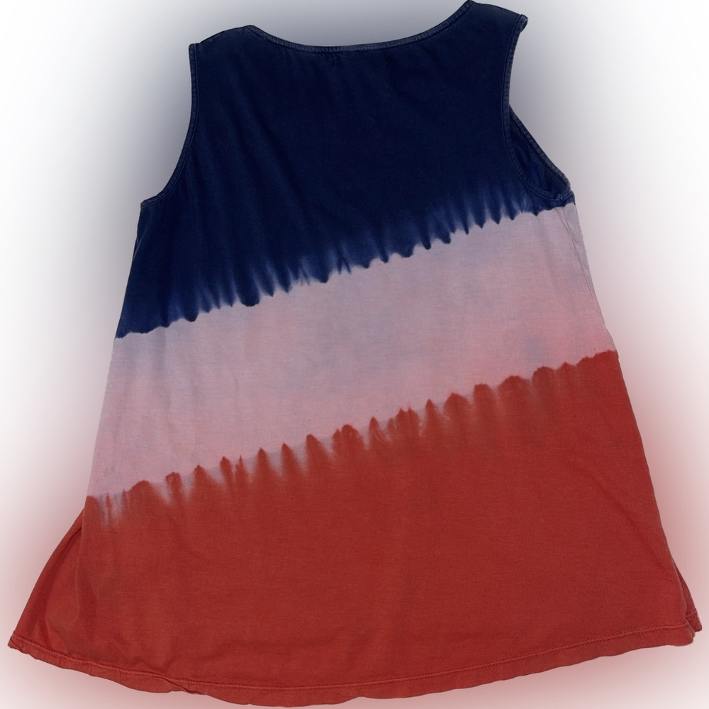 CHAPS A-Symmetrical Flowy Tank Top LOVE AMERICA USA Colors Size Large - Picture 3 of 6